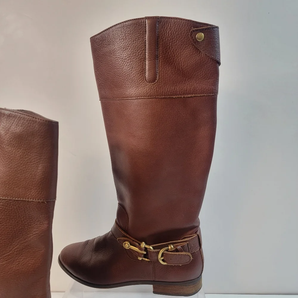 Dolce Vita Brown Pebbled Leather Riding Boots